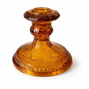 Vintage Amber Glass Candle Holder